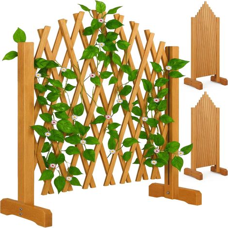 Set de 2 treillis de jardin en bois – 180 x 107 cm – Pliants et extensibles – Pour plantes grimpantes – Idéal comme clôture ou brise-vue (1/5)