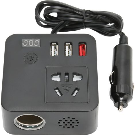 150W Kfz-Stromwandler, DC 12-24V auf AC 110-220V, 3 USB-Anschlüsse, Zigarettenanzünderstecker, ideal für Urlaub, Geschäftsreisen und Camping. (1/5)