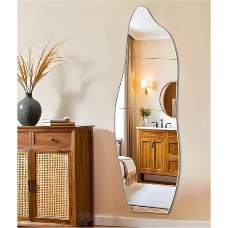 Miroir Asymétrique Miroir Mural Asymétrique Verre Décoratif pour Entrée Chambre Couloir Salle de Bain (1/5)