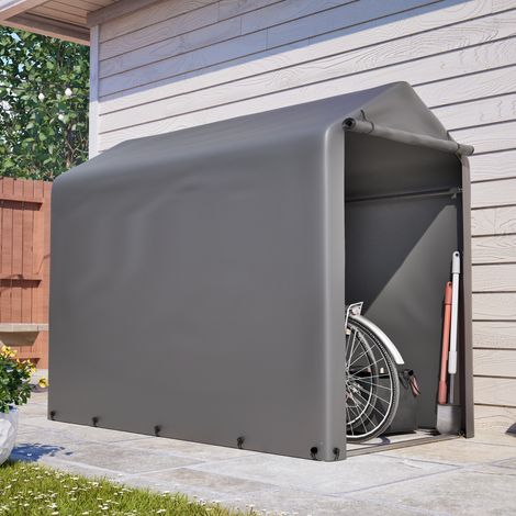 Abri vélos 187x100x160 cm pour extérieur, structure en acier, bâche PE gris foncé