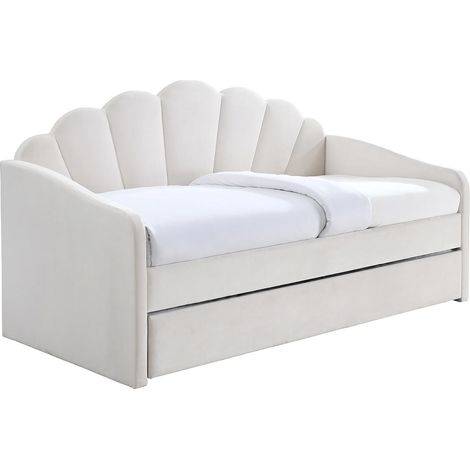 Letto a scomparsa conchiglie 2 x 90 x 190 cm Velluto Beige - ELUSIA