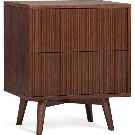 Teamson Home Tremolo Bedside Table with 2 Push-Open Drawers, Fluted Front Panels and Contemporary Bedroom Storage, Walnut Finish (1/5)