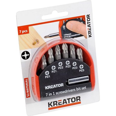 KREATOR - SET 7 PZ INSERTI PUNTE PER VITI POZIDRIV
