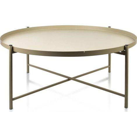 Mesa de centro Mondex Lucas beige diámetro 76,5 cm (1/2)