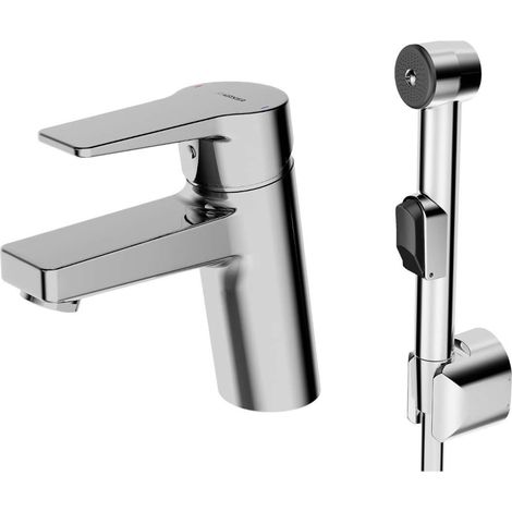 Hansa Twist - Miscelatore monocomando per lavabo con doccetta bidet, cromato 09302203 (1/2)