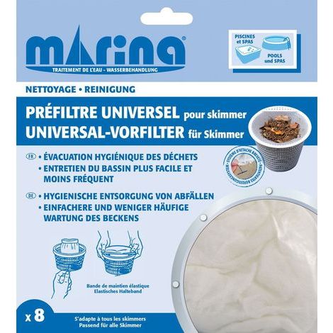 Préfiltre jetable - Marina - Lot de 8 - Universel - Compatible jusqu'à 40 cm - Blanc (1/3)