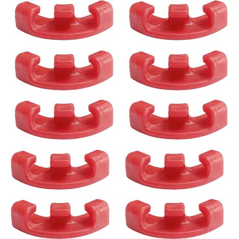 10 Pinces de tuteurage, plastique rouge, courbure 90 degrés, pour tiges jusqu'à 10 mm, jardin intérieur et extérieur (1/5)