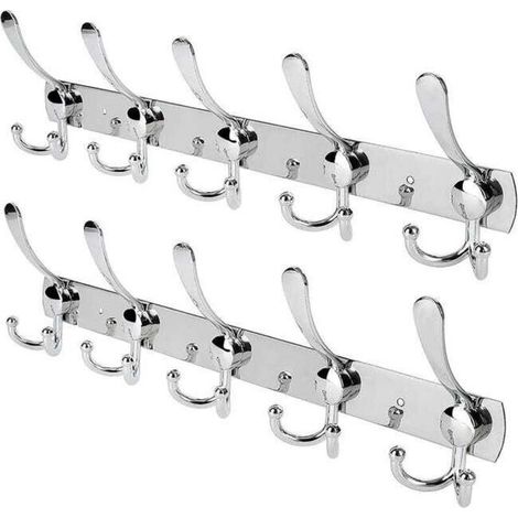 Set di 2 appendiabiti e porta cappelli in acciaio inox, gancio da parete in lega di alluminio per il bagno.
