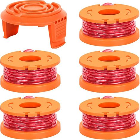 Ensemble W5+1 de rechange WORX WA0010/WA6531 : bobines, têtes de coupe, capuchons de fil et cordes de coupe. (1/5)
