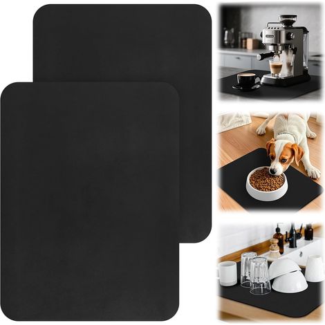 2 x Dish Draining Mat 30 x 40 cm Absorbent Dish Mat (Black) (1/5)