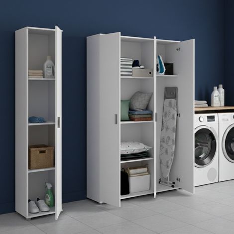 Armario Multiuso Grande Stazzona, Modular, 7 Estantes, 4 Puertas, 155x190h cm Blanco (1/5)