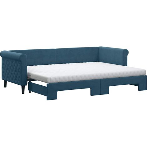 Maison Exclusive - Divano Letto Estraibile con Materassi Blu 80x200 cm Velluto (1/5)
