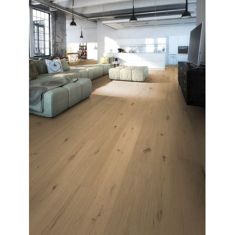 Parquet contrecollé en bois chêne brossé verni - 14/3 x 190 x 680-1900 mm - 2,88 m² - R&L COPENHAGUE
