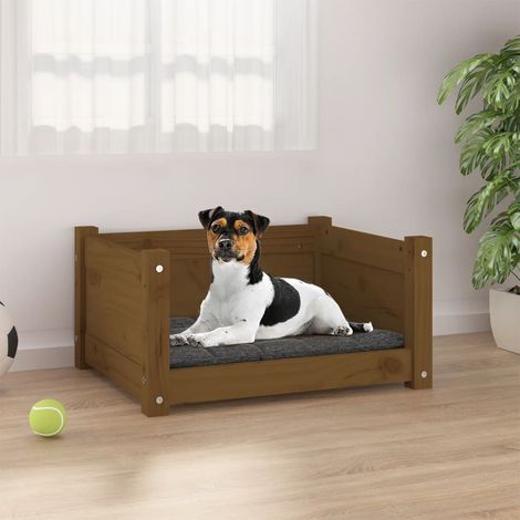 Lit pour chien Corbeille pour chien Panier Chien Marron miel 55,5x45,5x28 cm Bois massif de pinYHB19477 (1/5)