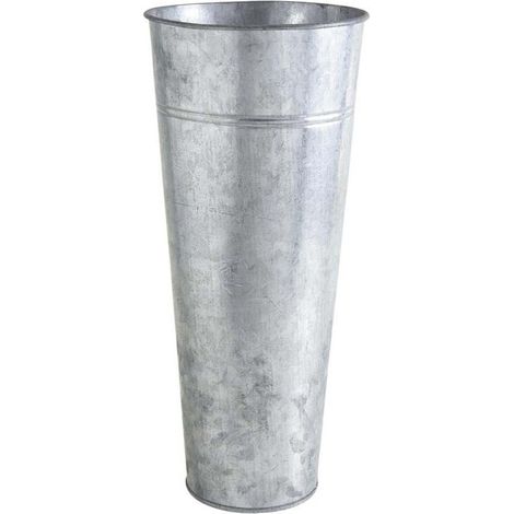 Vase Jardin - Zinc Lourd - Hauteur 40 cm - Diamètre 23 cm - Profondeur 15,5 cm - Pour Fleurs Séchées et Arrangements Floraux - Intérieur Extérieur - 1 Pièce (1/5)