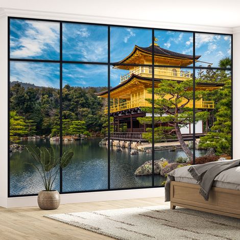Papier peint panoramique Trompe l'oeil Verrière - Temple japonais - 130 cm x 82 cm (1/5)