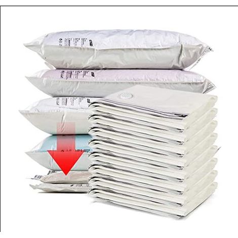 Sacs de rangement sous vide de qualité supérieure. Lot de 8 grands formats. Sans pompe ni aspirateur. Vêtements, draps, couettes, oreillers, couvertures, 40 x 60 cm.-AquaForge
