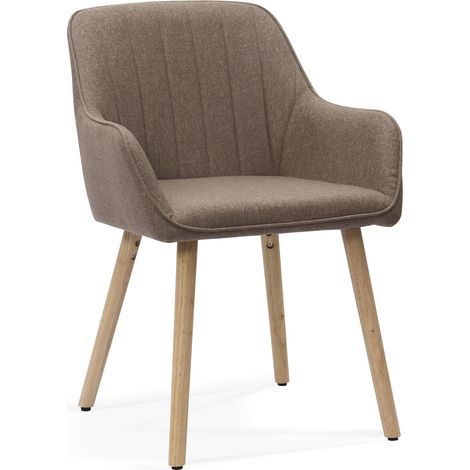 Chaises de salle à manger modernes avec accoudoirs intégrés, tissu haut de gamme et pieds en bois naturel - lot de 2 (1/5)