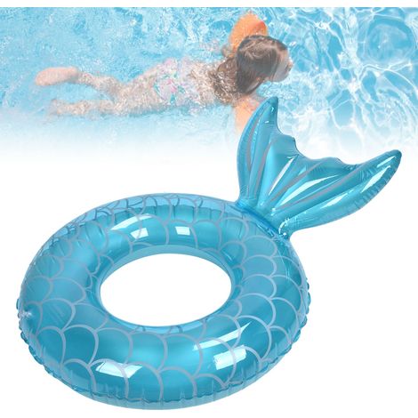 Aufblasbare Fischschwanz-Schwimmhilfe, Schwimmring, Pool-Schwimmhilfe für Erwachsene, Strandurlaub, blau (1/5)