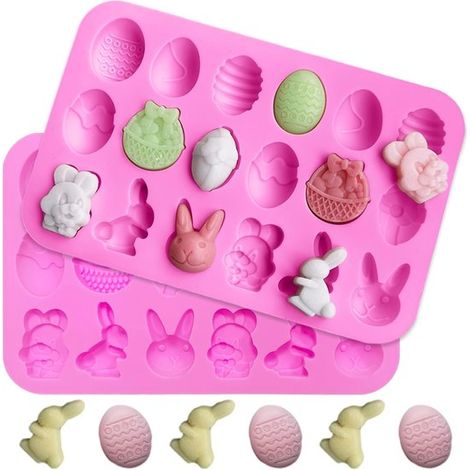 Silikon-Backformen für Ostern 2-teilig Osterei und Osterhase Kuchenform für Kekse Schokolade Kuchen und Seife Handgefertigt Festliches (1/5)