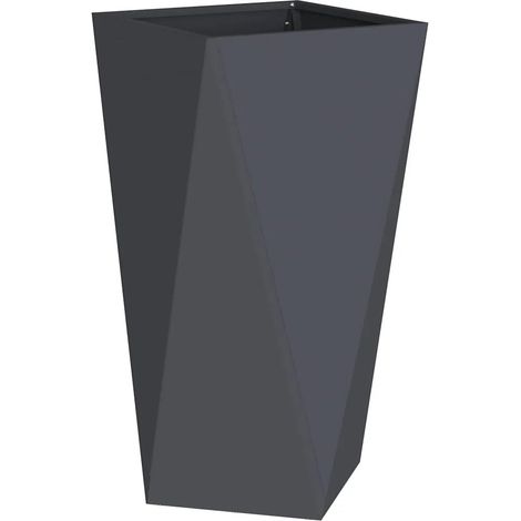 Jardinière rectangulaire moderne extérieur 40 x 40 x 75 cm résistante aux intempéries avec design épuré en acier anthracite (1/5)