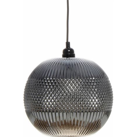 Lampada a sospensione Neptun in vetro lavorato grigio e argento (1/4)