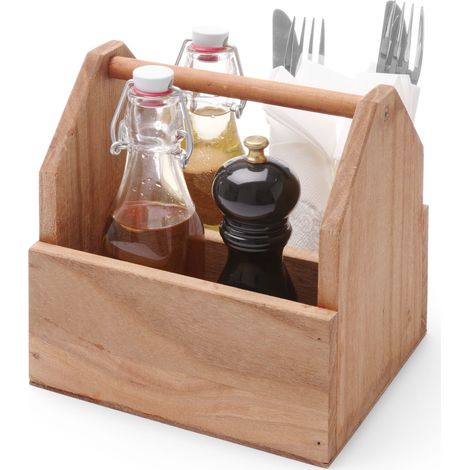 Organizzatore da tavolo per spezie e posate, in legno, con maniglia - Hendi 664315 (1/4)