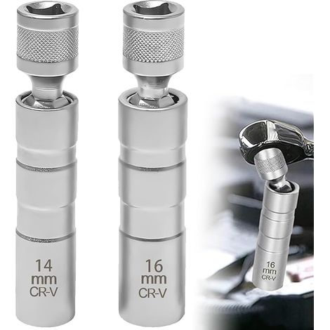 Jeu de clés à bougie d'allumage universelles, 14 mm et 16 mm, magnétique, longueur 97 mm, 12 dents, entraînement 3/8" (1/5)