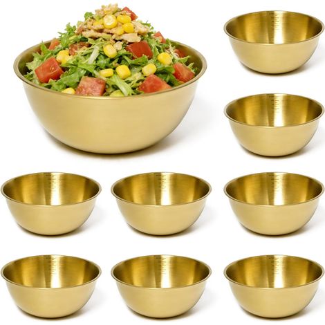 8 Pièces Doré Bol Inox 19 x 8 cm, avec 1.2L Échelle, pour Salades (1/5)