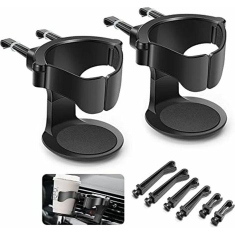 Porte-gobelet voiture 2PCS – Support réglable pour grille d'aération – Plastique ABS résistant – Charge max 1kg – Diamètre max 8,5cm (1/4)