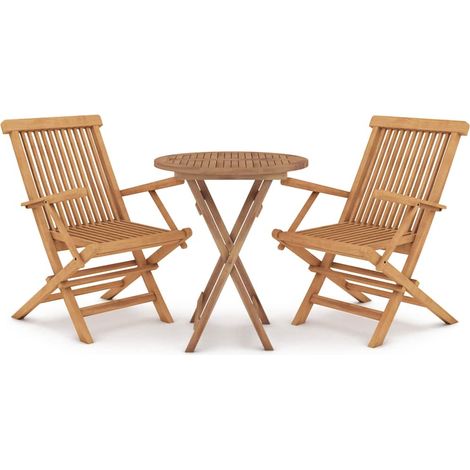 Set da Pranzo per Giardino 3 pz  Salotto da Giardino in Legno Massello di Teak (1/5)