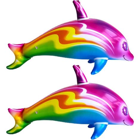 Ballons dauphins gonflables, jouets animaux mignons, jouets de piscine gonflables, cadeaux pour fête d'anniversaire, lot de 2 (colorés)