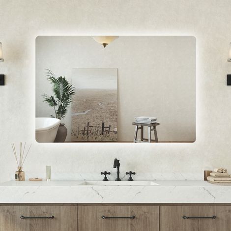 Specchio bagno Rettangolare 120x80cm Retroilluminato Con Led, Design Moderno (1/5)