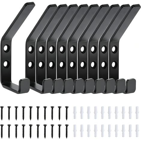 Crochet pour Panneau Acoustique Bois, Lot de 6 Patères Doubles à Visser entre les Lattes (12–15 mm), Accessoire pour Panneau Acoustique Décoratif pour Vestes (1/5)