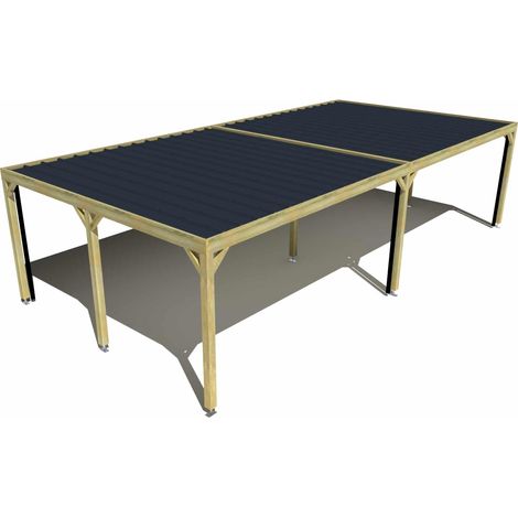 Carport bois • 10m x 5m • indépendante • sens largeur • livraison comprise (1/3)
