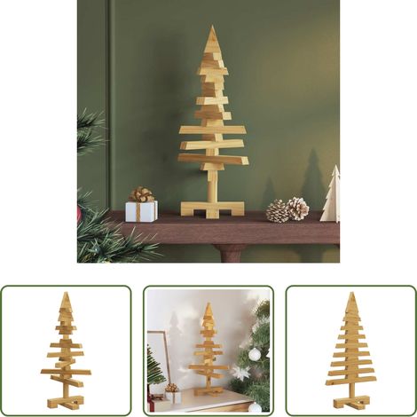 Kieferbaum -  Holz Weihnachtsbaum mit Ständer Braun 60 cm Massivholz Kiefer