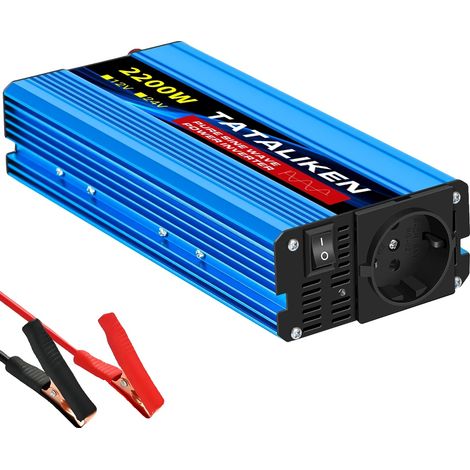 Onduleur, Onde Sinusoïdale Pure, 24V DC à 220V AC, Haute Efficacité, 24V 2200W 50HZ UE (1/2)