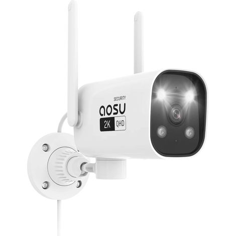 Cámara Wi-Fi para exteriores Aosu Cámara de vigilancia para exteriores 2K, visión nocturna, resistente al agua, sensor de movimiento, audio bidireccional, grabación 24/7, 2,4 G (1/5)