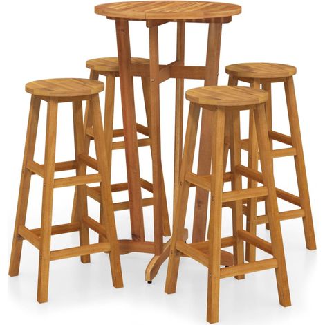 Maison Exclusive - Mesa y taburetes altos de jardín 5 pzas madera
