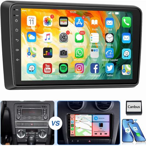 9" Pour Audi A3 S3 RS3 8P Apple Carplay Autoradio Android 15 GPS RDS WIFI 2+64G