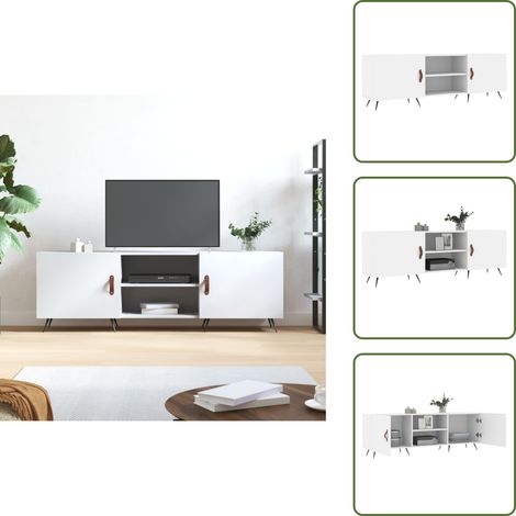 Meuble TV blanc 150x30x50 cm bois d'ingénierie - Meubles Tv - Meuble Tv - Armoire Multimedia - Rangement Tv - Meuble Blanc (1/5)