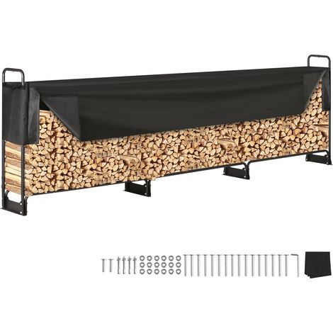 VEVOR Portalegna da Esterno per Legna da Ardere 383x36x117 cm con Copertura impermeabile 600D Oxford Legnaia Portalegna da Esterno per Camino Giardino Stoccaggio per Tronchi Interno/Esterno per Legna