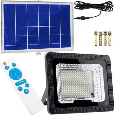 ALOGENA SOLARE CON SENSORE CREPUSCOLARE Lampada 100W 303 LED 5Ah alluminio (1/5)