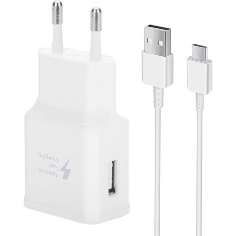 Adaptive Chargeur Rapide pour Samsung Galaxy S22 S21 S21FE S21+ S20FE S20 S20 Ultra S10 S10e S9 S8 A72 A71 A52 A51 A53 5G/Note20/10/9/Pixel 2/3/XL avec kit de Câble USB Type C Blanc 1,5 m (1/5)