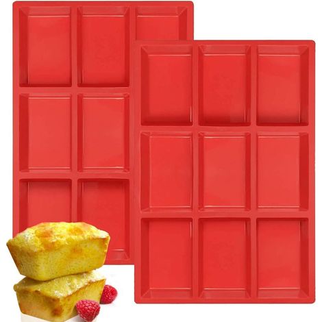 2PCS 9-Cavity Silicone Mini Loaf Pan, Mini Brownie Baking Tin, Non-Stick Mini Bread Baking Moulds, Small Loaf Baking Tray for Mini Bread, Brownie, Cornbread, Cheesecake, Meatloaf, Soap, Ice Cube (1/5)