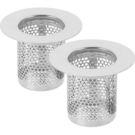 Lot de 2 filtres de vidange en métal pour égout, avec maille pour siphon de sol. (1/3)