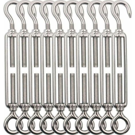 Tend à crochet et à œil M5, 10 pcs en acier inoxydable Tend de fil de tend, Tends réglables robustes pour fil de clôture de jardin suspendu Éclairage extéri DIY Garde-corps (1/5)