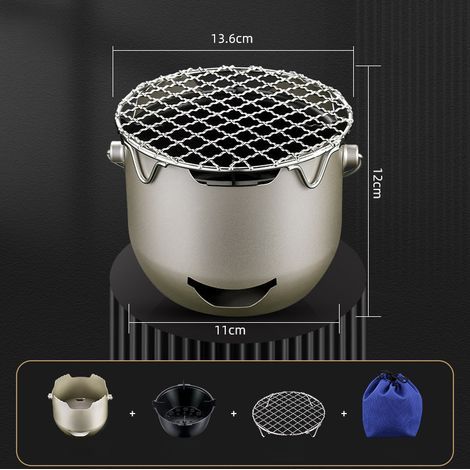 Mini-barbecue portable en acier inoxydable pour camping et pique-niques, 1 à 2 personnes, vert olive (1/5)