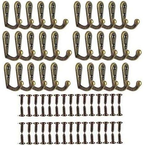 (Cuivre) 30 pcs Crochets Vintage, Crochet Rétro en Alliage de Zinc Patere Vintage avec 60 Vis Décoration Ideal pour Gants de Toilette Salle de Bain (1/4)