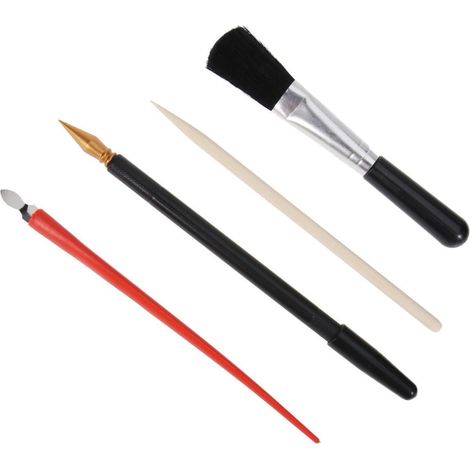 Kit de Peinture à Gratter 4pcs en Plastique Stylo à Gratter et Pinceau, Facile à Utiliser pour DIY et Gravure de Détails Créatifs (1/5)
